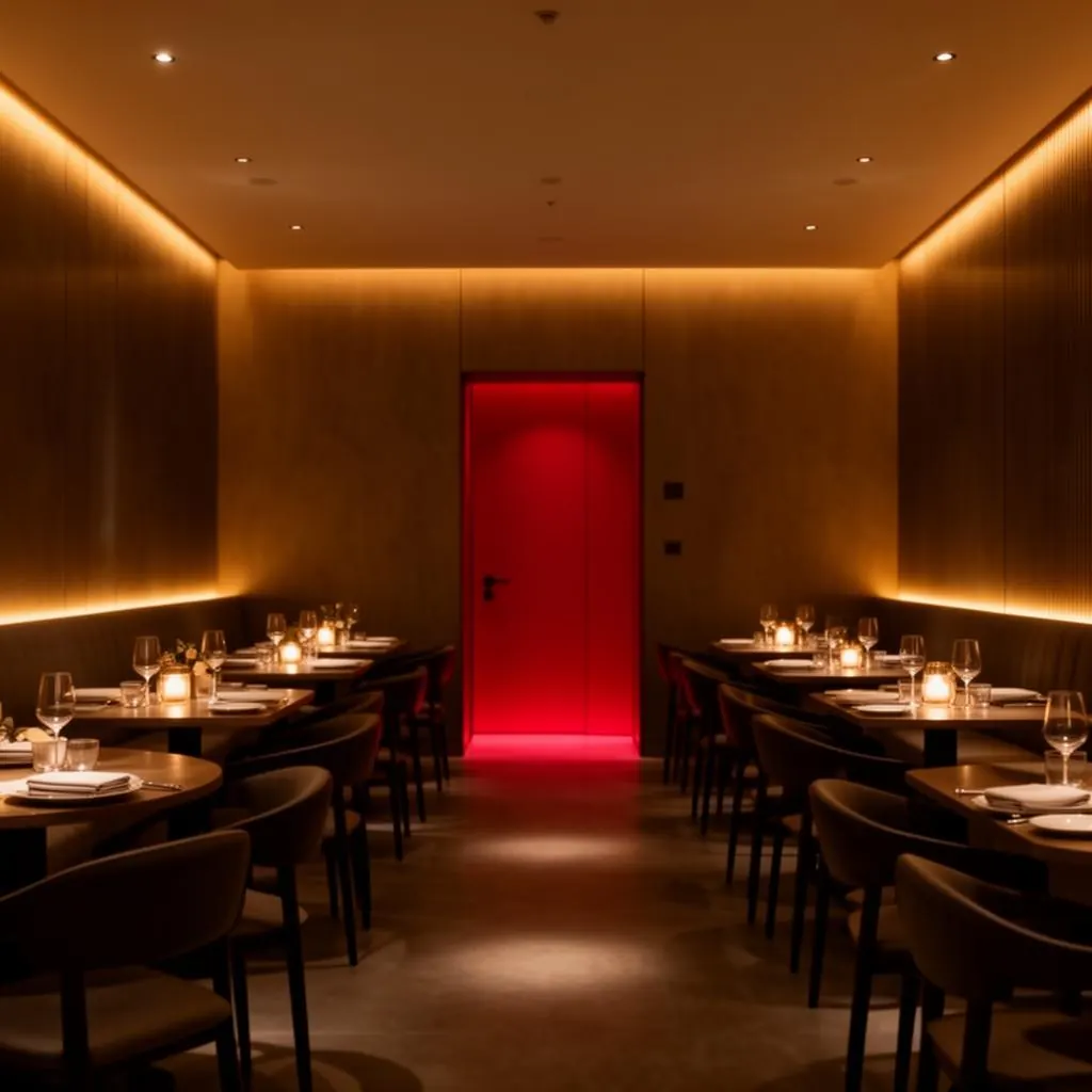 Sfeervol restaurantinterieur met dynamische LED-verlichting per tafel