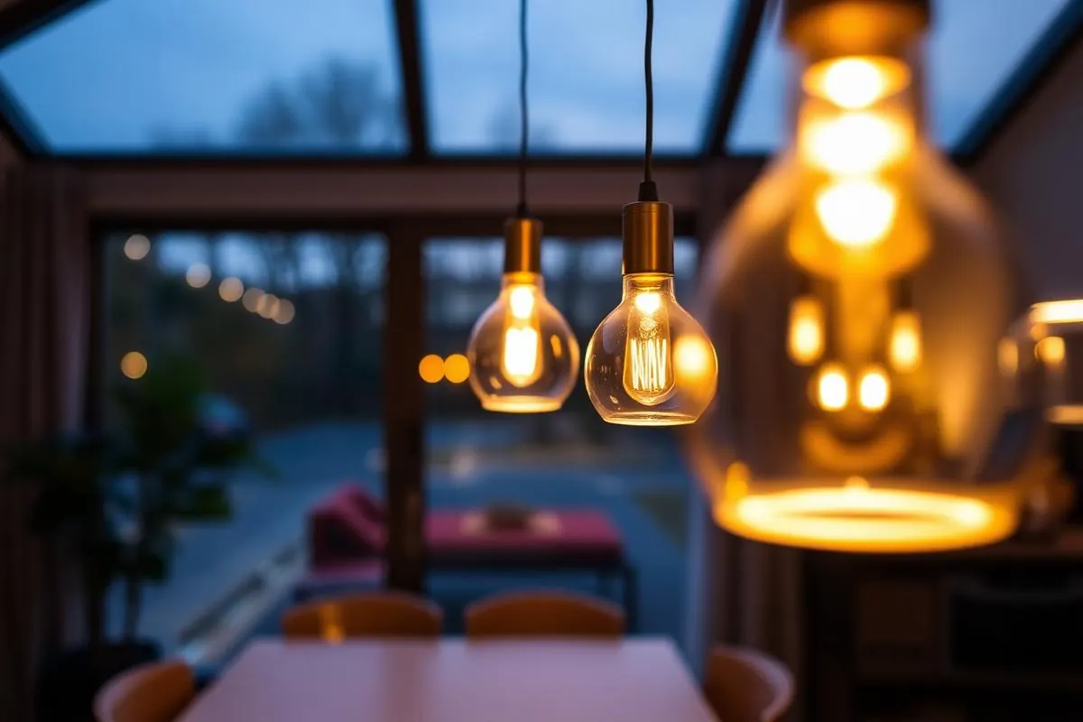 Sfeervolle dimbare LED-verlichting bediend via app in moderne woonkamer